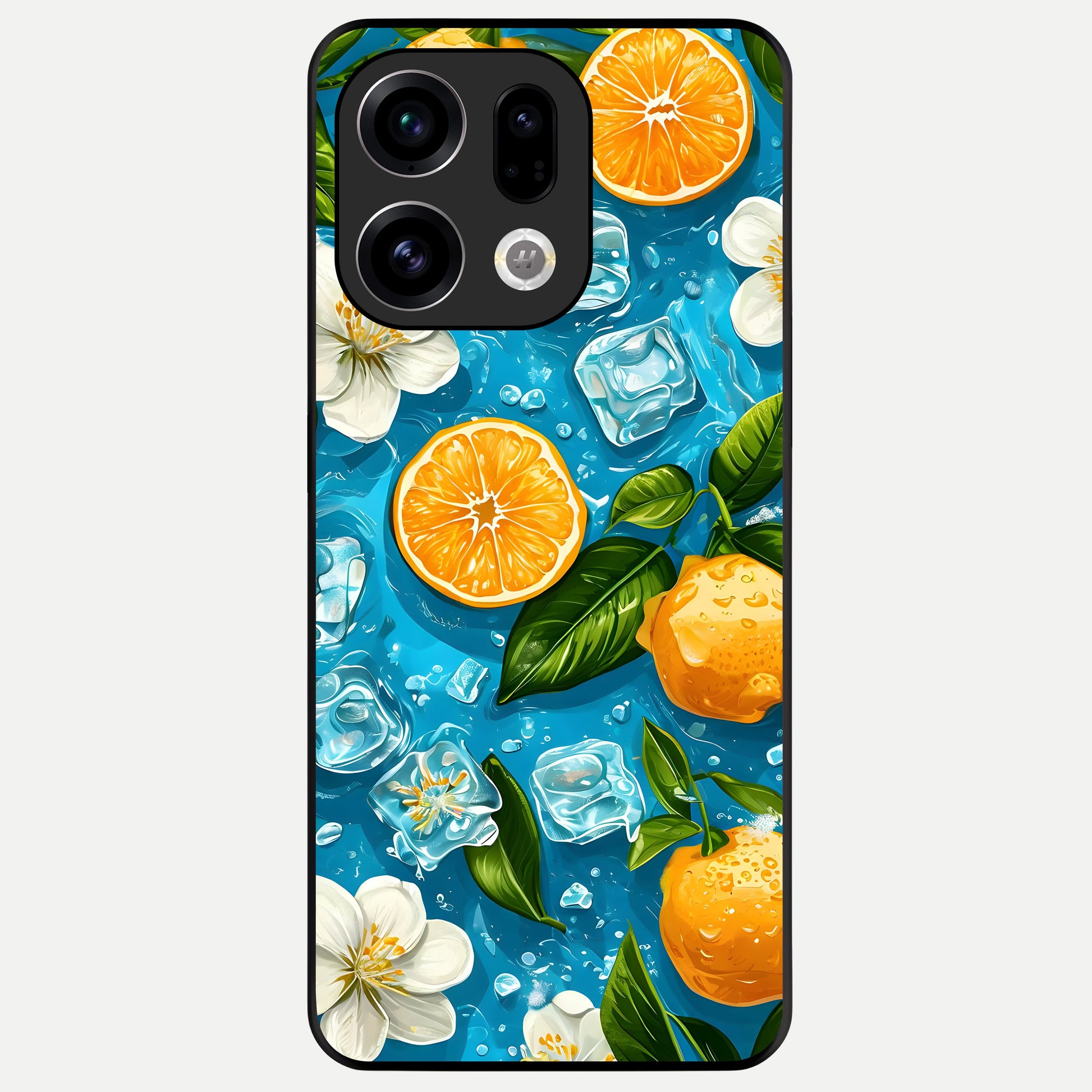  Ice Cube With Orange Glass Case For Oppo Find X9 back cover – full design glossy printed glass finish