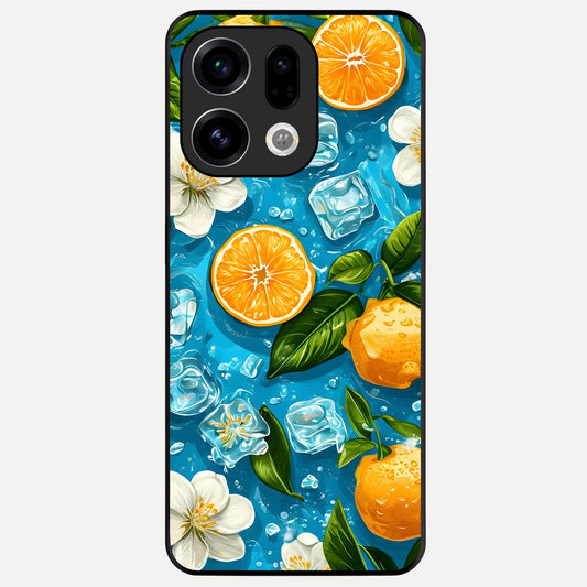  Ice Cube With Orange Glass Case For Oppo Find X9 back cover – full design glossy printed glass finish