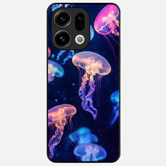  Jellyfish Pattern Glass Case For Oppo Find X9 back cover – full design glossy printed glass finish