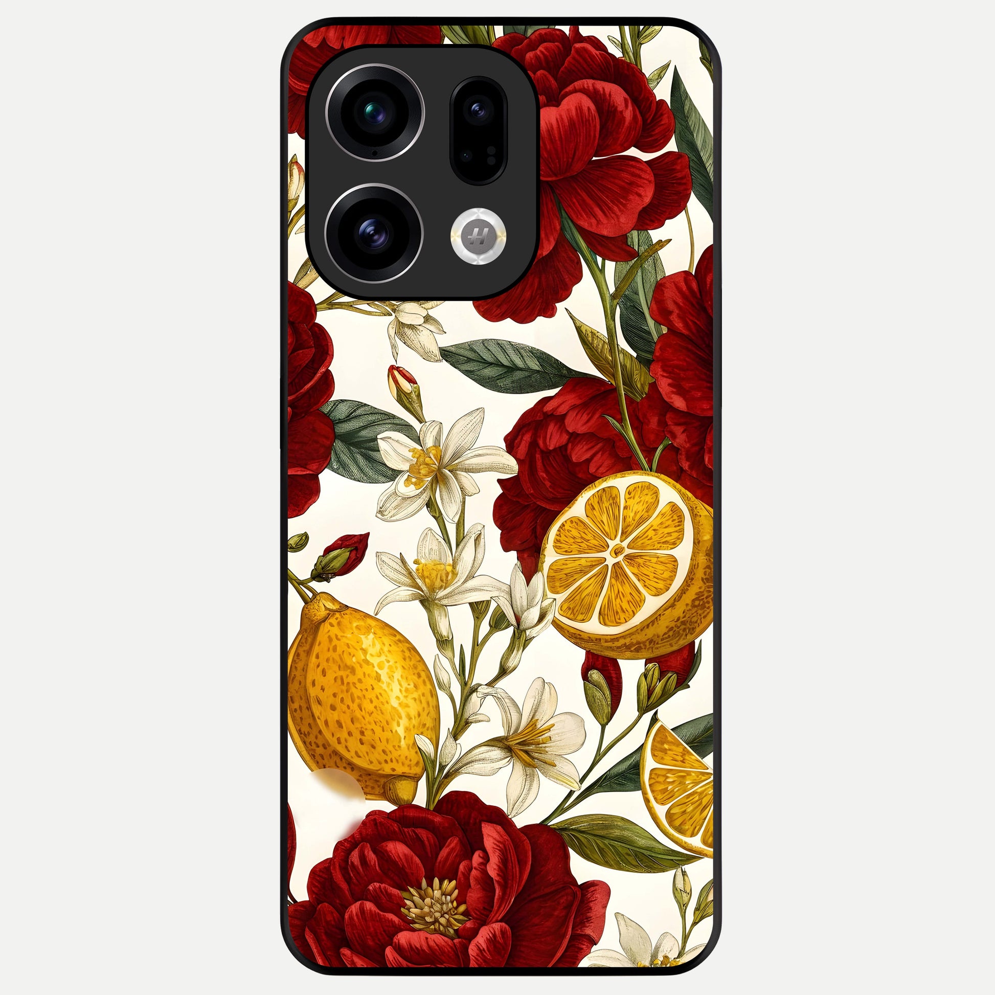  Lemon Rose Charm Glass Case For Oppo Find X9 back cover – full design glossy printed glass finish