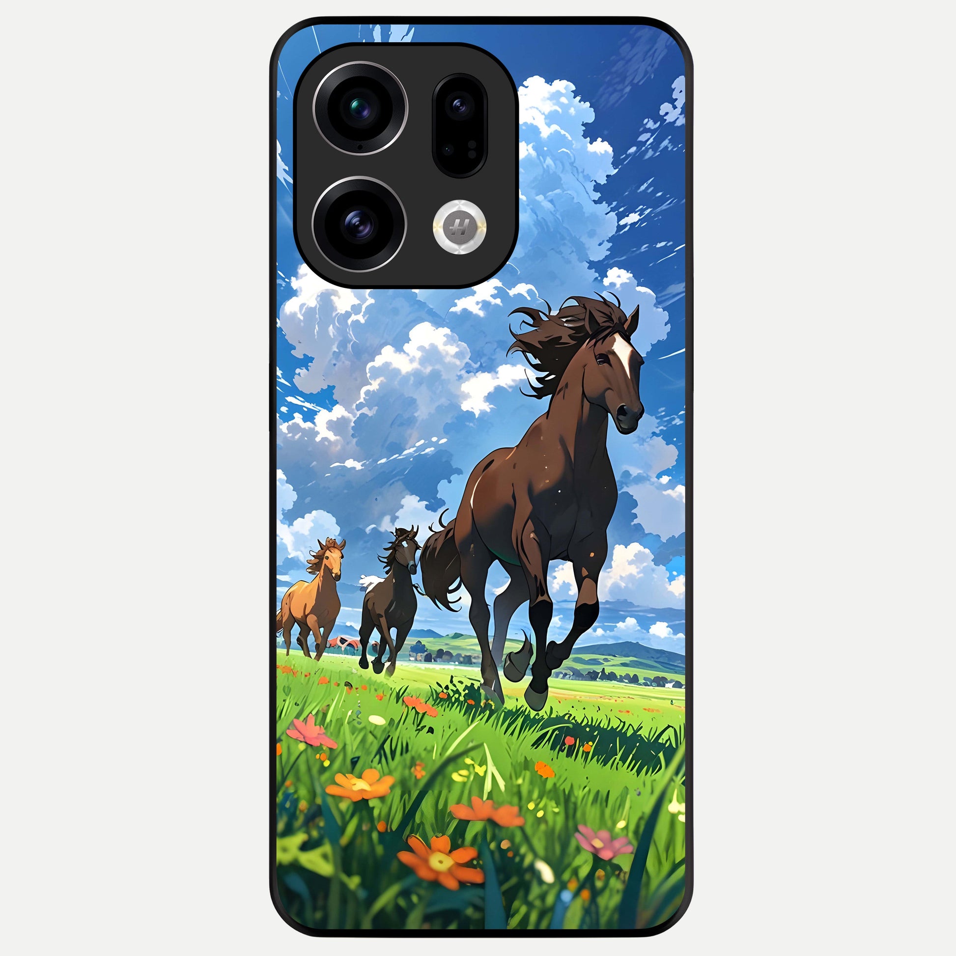  Majestic Horses Galloping Glass Case For Oppo Find X9 back cover – full design glossy printed glass finish