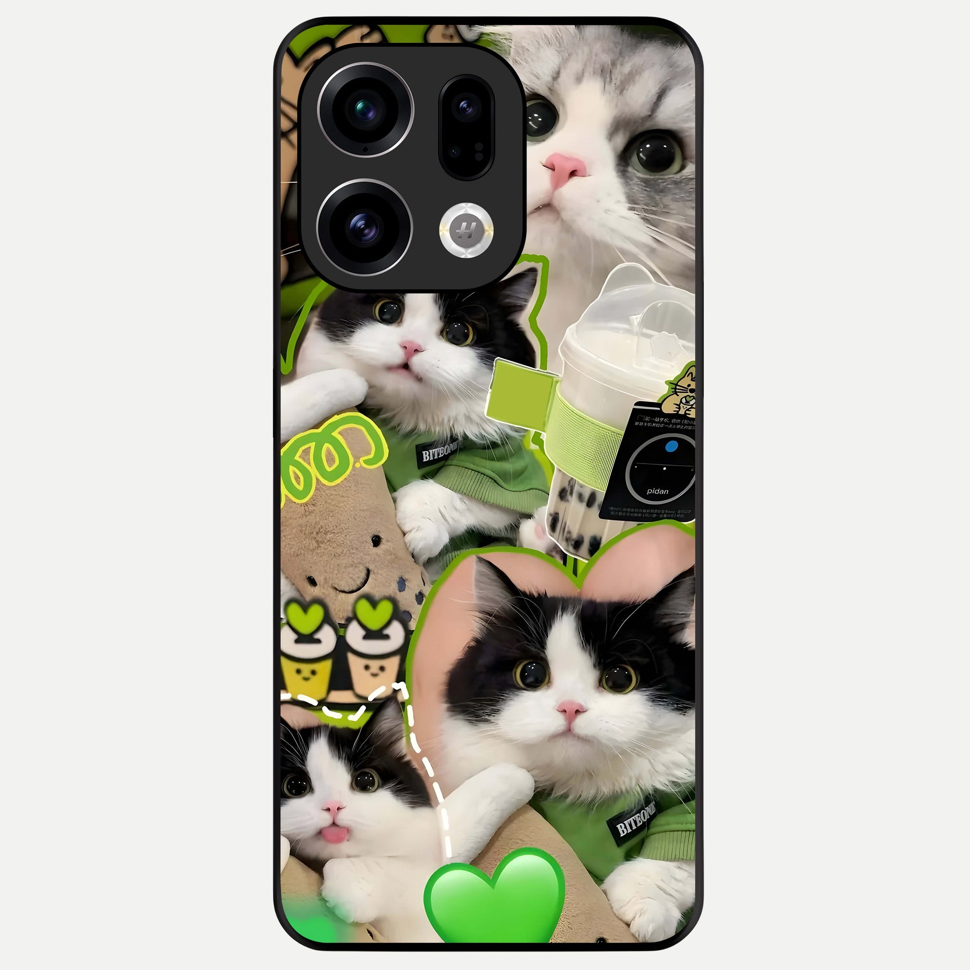  Matcha Cats Mood Glass Case For Oppo Find X9 back cover – full design glossy printed glass finish