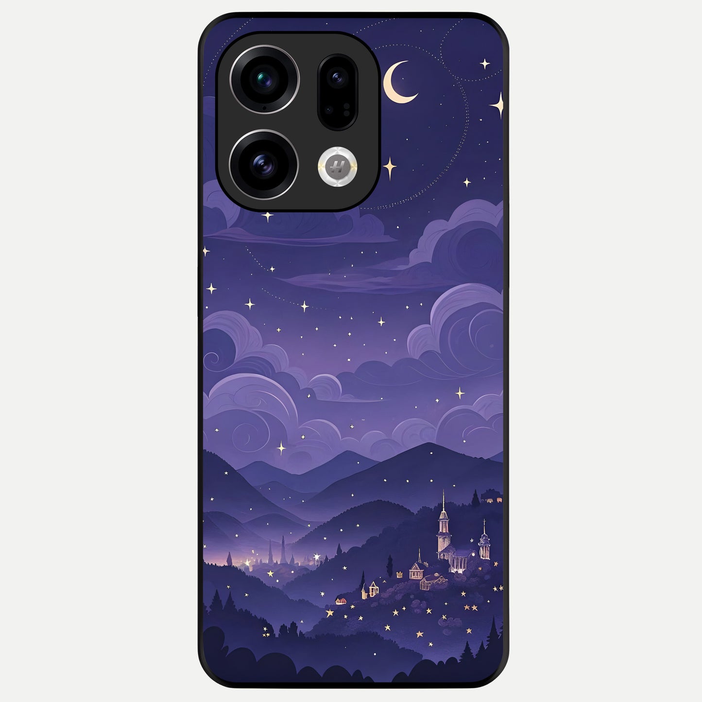  Minimal Night View Glass Case For Oppo Find X9 back cover – full design glossy printed glass finish