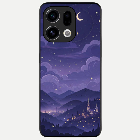  Minimal Night View Glass Case For Oppo Find X9 back cover – full design glossy printed glass finish