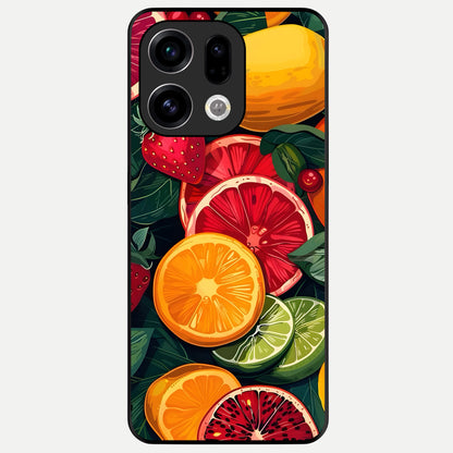  Multiple Fruits Glass Case For Oppo Find X9 back cover – full design glossy printed glass finish