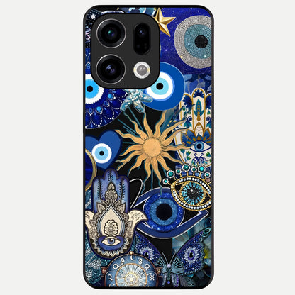  Mystic Blue Evil Eye Glass Case For Oppo Find X9 back cover – full design glossy printed glass finish