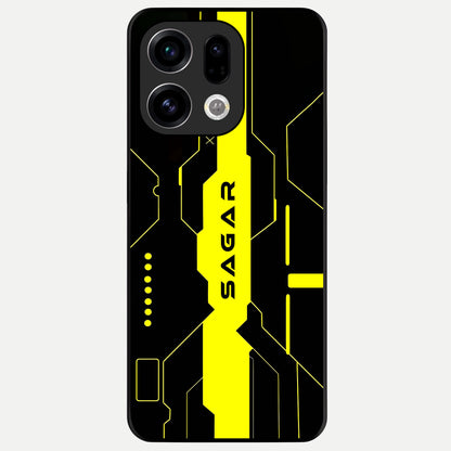  Neon CYBERPUNK Custom Name Glass Case For Oppo Find X9 back cover – full design glossy printed glass finish
