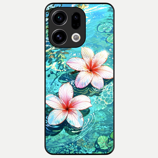  Pink Flowers in Water Glass Case For Oppo Find X9 back cover – full design glossy printed glass finish