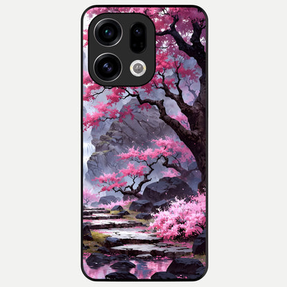  Pink Sunflower Glow Glass Case For Oppo Find X9 back cover – full design glossy printed glass finish