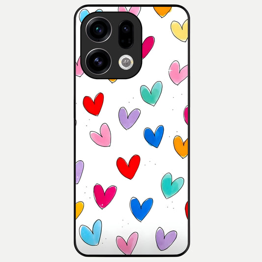  Playful Love Doodles Glass Case For Oppo Find X9 back cover – full design glossy printed glass finish