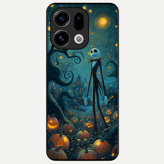  Pumpkin Moon Night Glass Case For Oppo Find X9 back cover – full design glossy printed glass finish