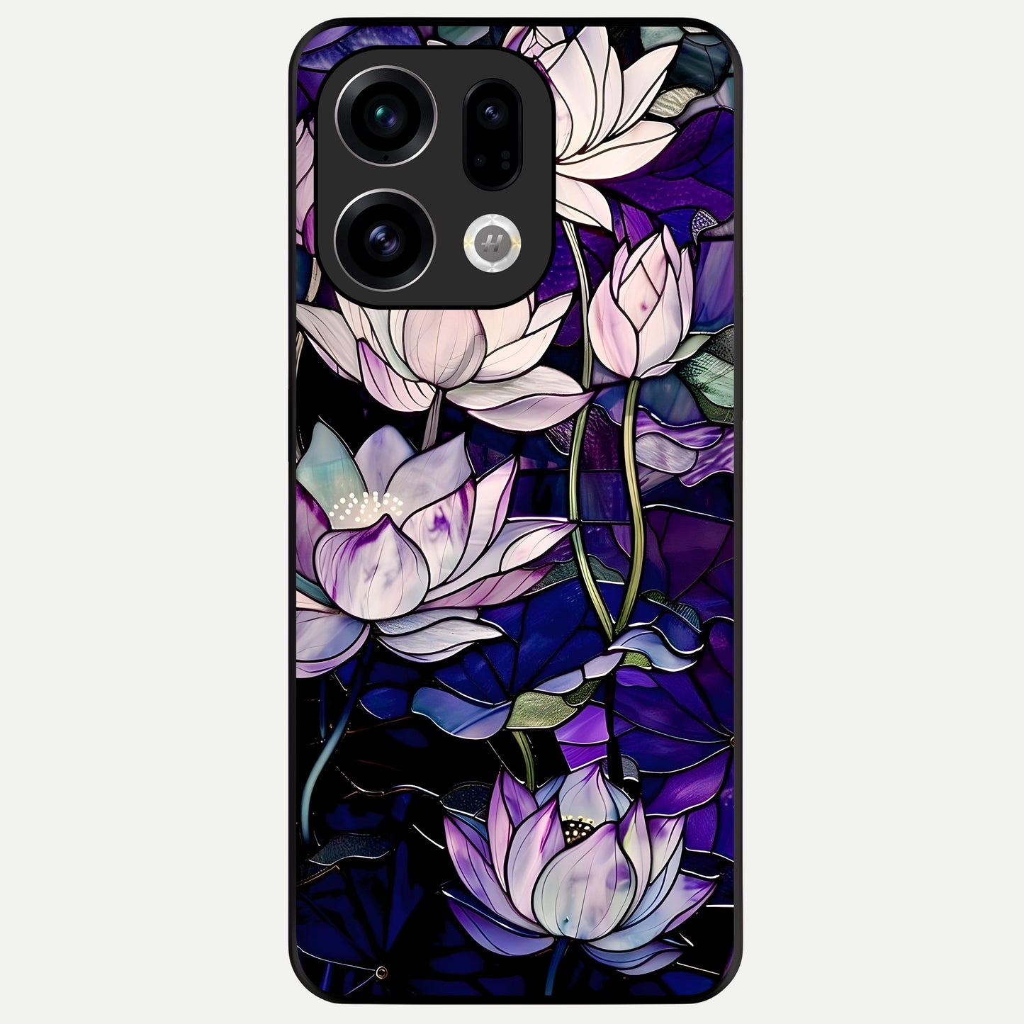  Purple Lotus Pattern Glass Case For Oppo Find X9 back cover – full design glossy printed glass finish