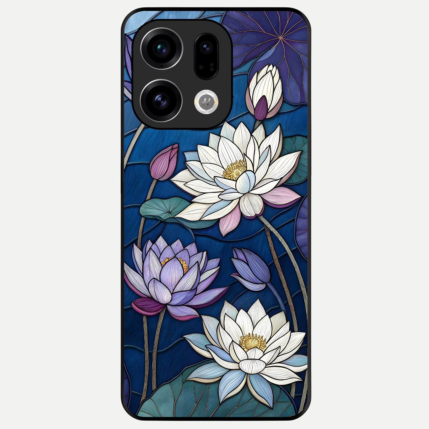  Purple Lotus Stained Glass Case For Oppo Find X9 back cover – full design glossy printed glass finish