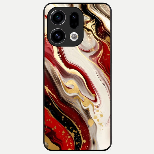  Red And White Marble Glass Case For Oppo Find X9 back cover – full design glossy printed glass finish