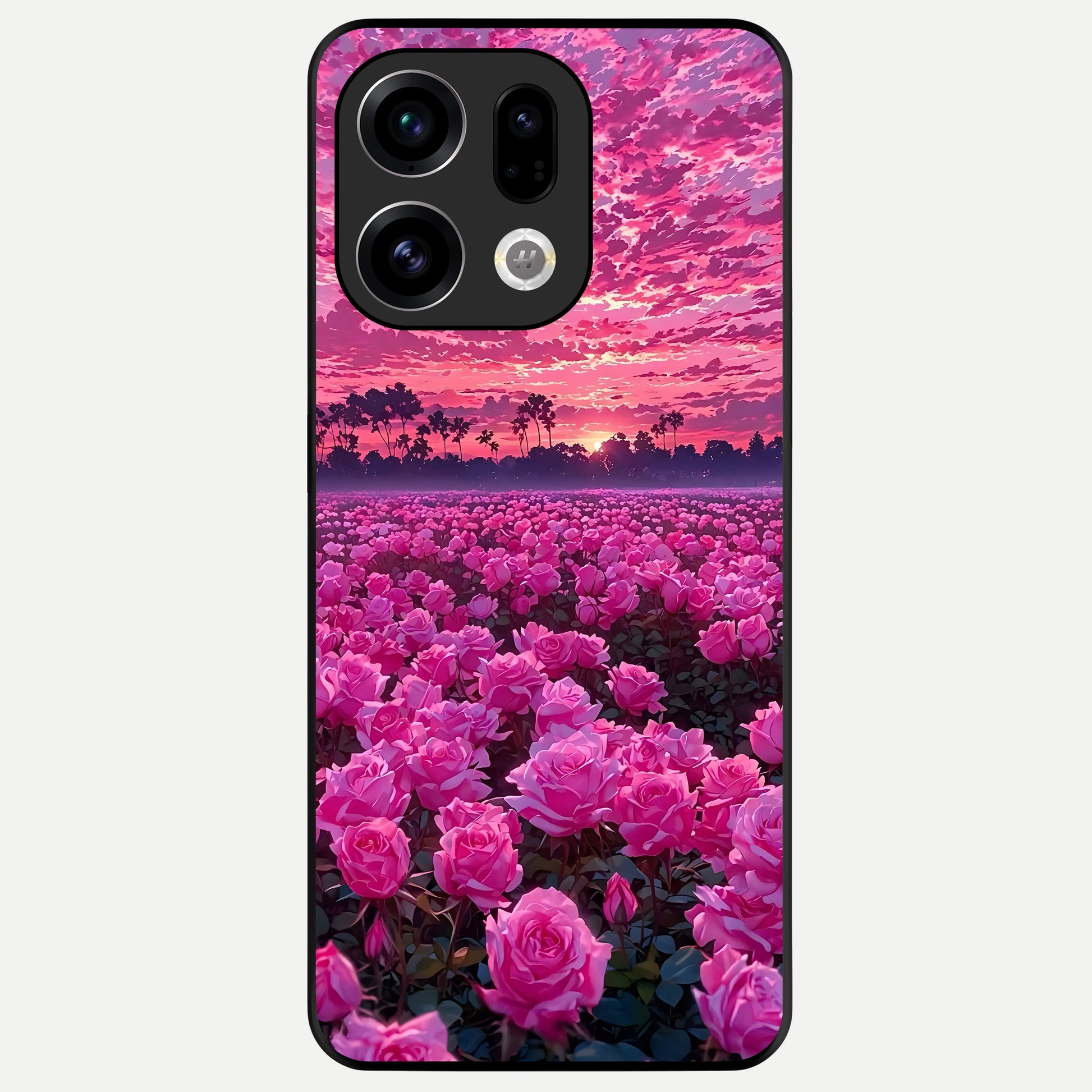  Rose Sunset Valley Glass Case For Oppo Find X9 back cover – full design glossy printed glass finish