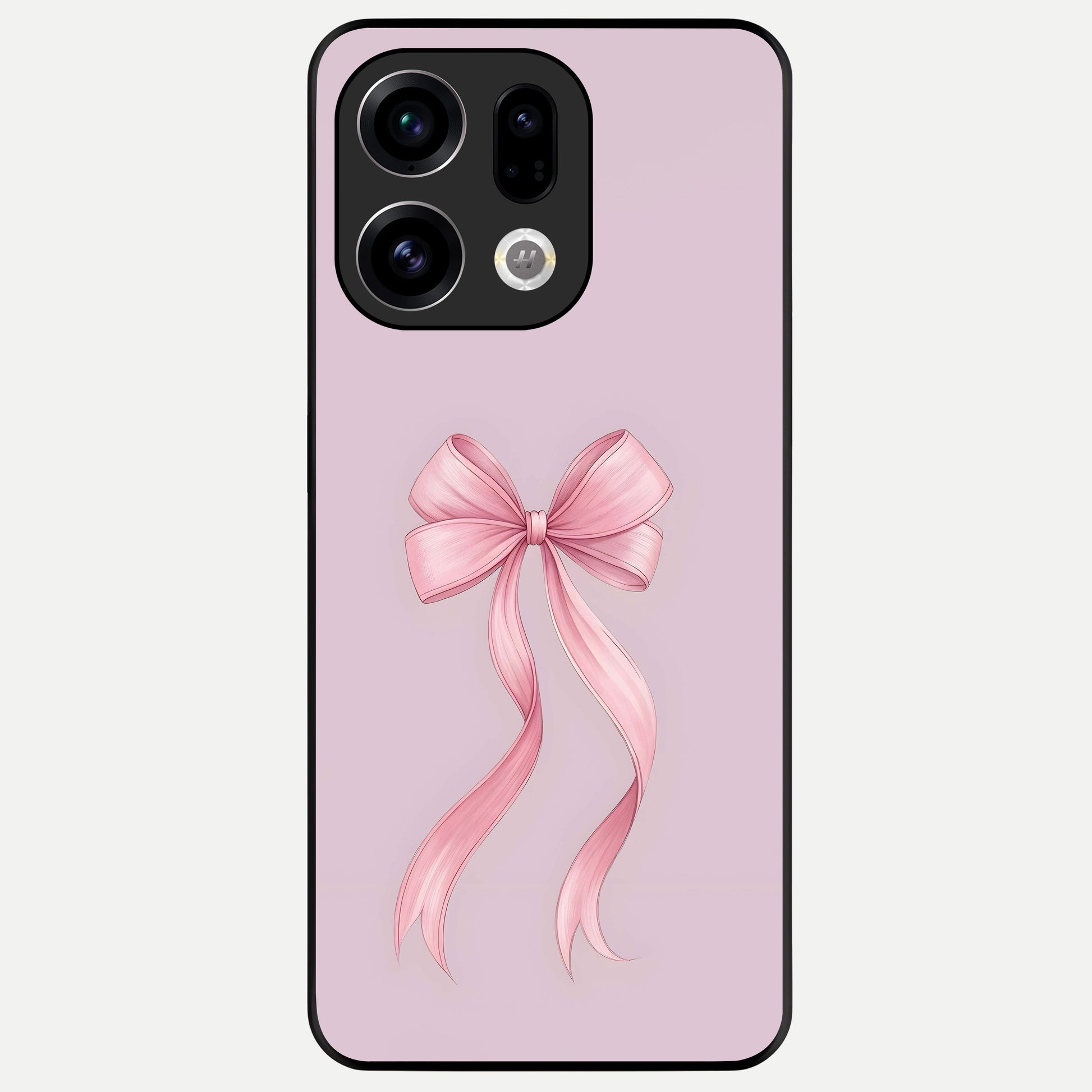  Soft Blush Bow Glass Case For Oppo Find X9 back cover – full design glossy printed glass finish