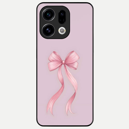  Soft Blush Bow Glass Case For Oppo Find X9 back cover – full design glossy printed glass finish