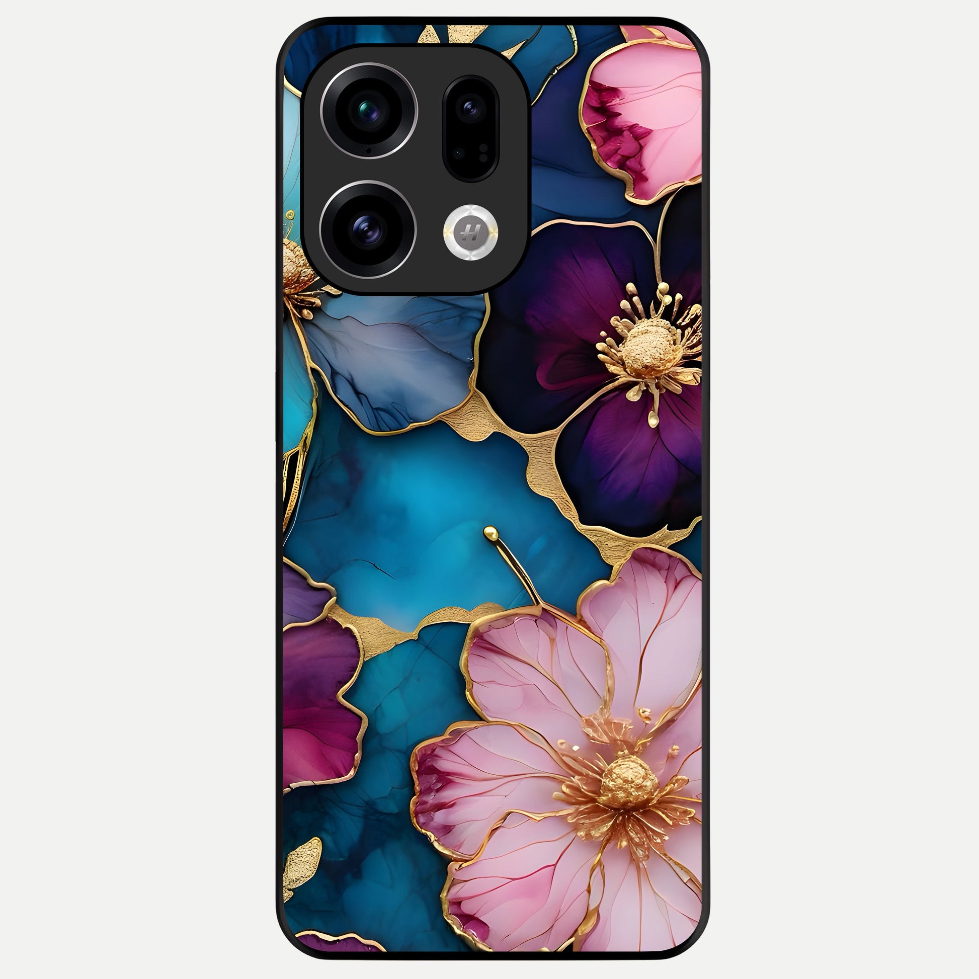  Sparkle Floral Glass Case For Oppo Find X9 back cover – full design glossy printed glass finish