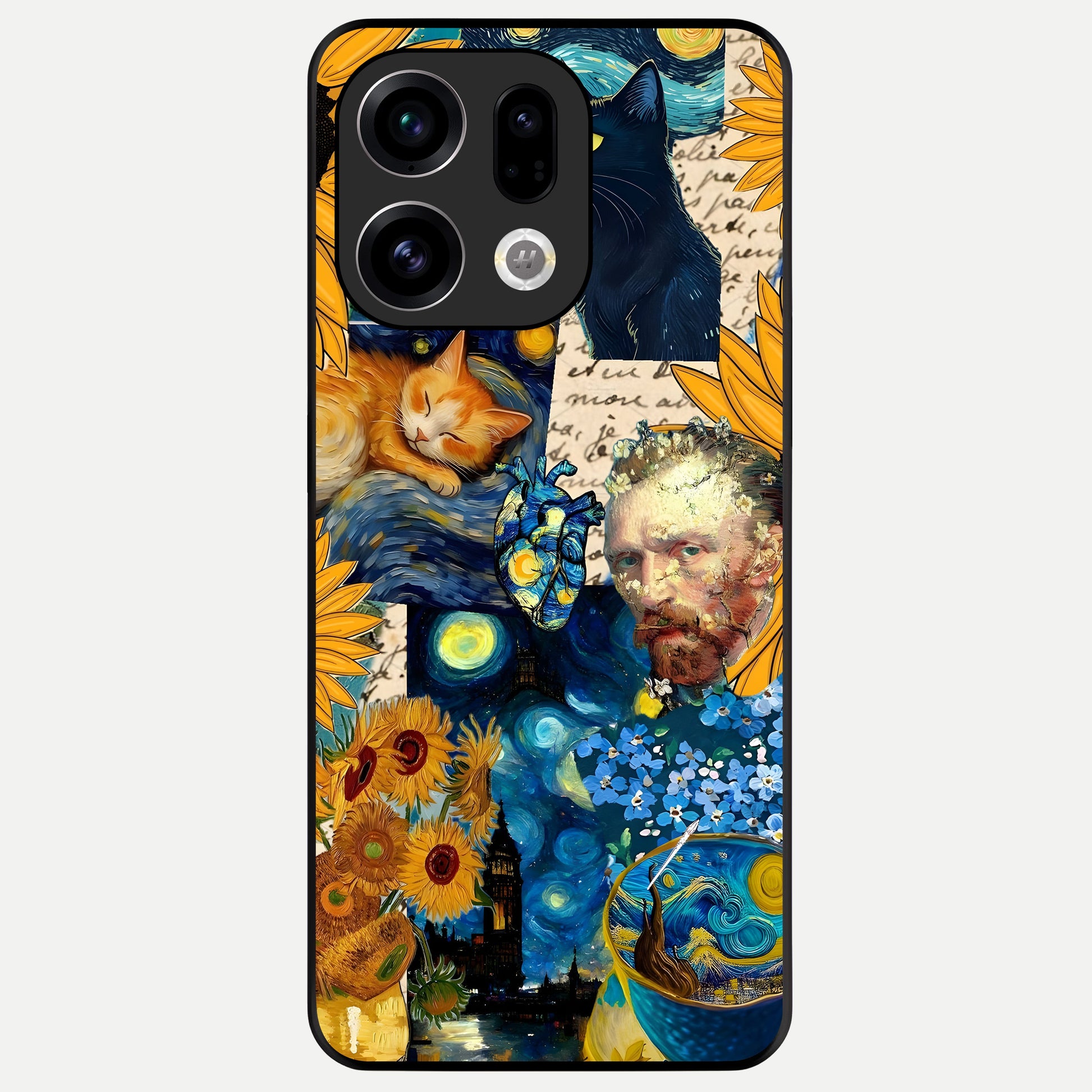  Sunflower Chic Mood Custom Name Glass Case For Oppo Find X9 back cover – full design glossy printed glass finish