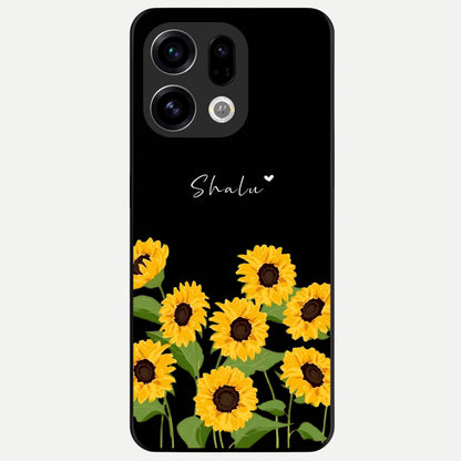  Sunflower Sky Bloom Glass Case For Oppo Find X9 back cover – full design glossy printed glass finish