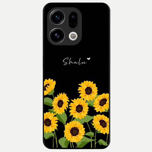  Sunflower Sky Bloom Glass Case For Oppo Find X9 back cover – full design glossy printed glass finish