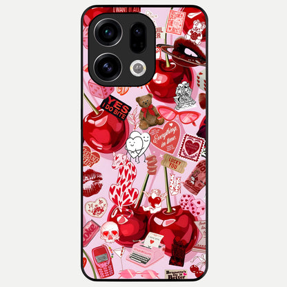  Sweet Cherry Chaos Glass Case For Oppo Find X9 back cover – full design glossy printed glass finish