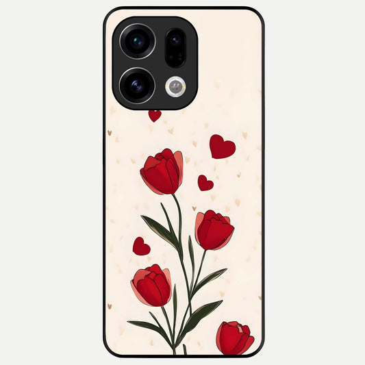  Tulip With Heart Glass Case For Oppo Find X9 back cover – full design glossy printed glass finish