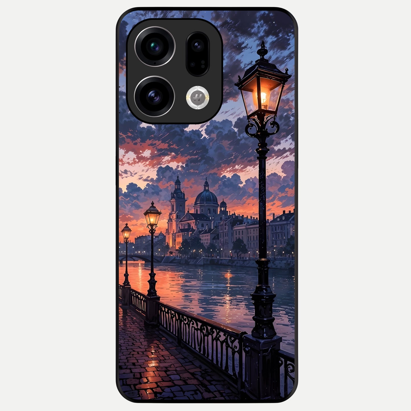  Twilight River Lights Glass Case For Oppo Find X9 back cover – full design glossy printed glass finish