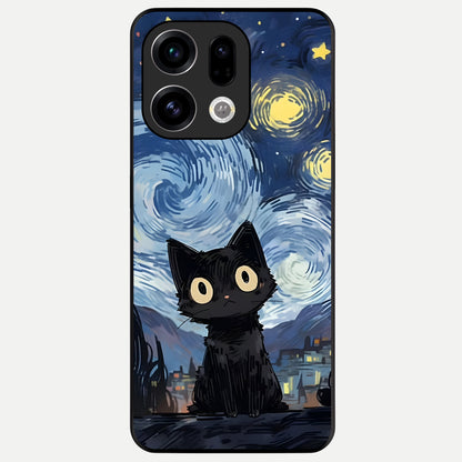  Van Gogh Cat Glass Case For Oppo Find X9 back cover – full design glossy printed glass finish