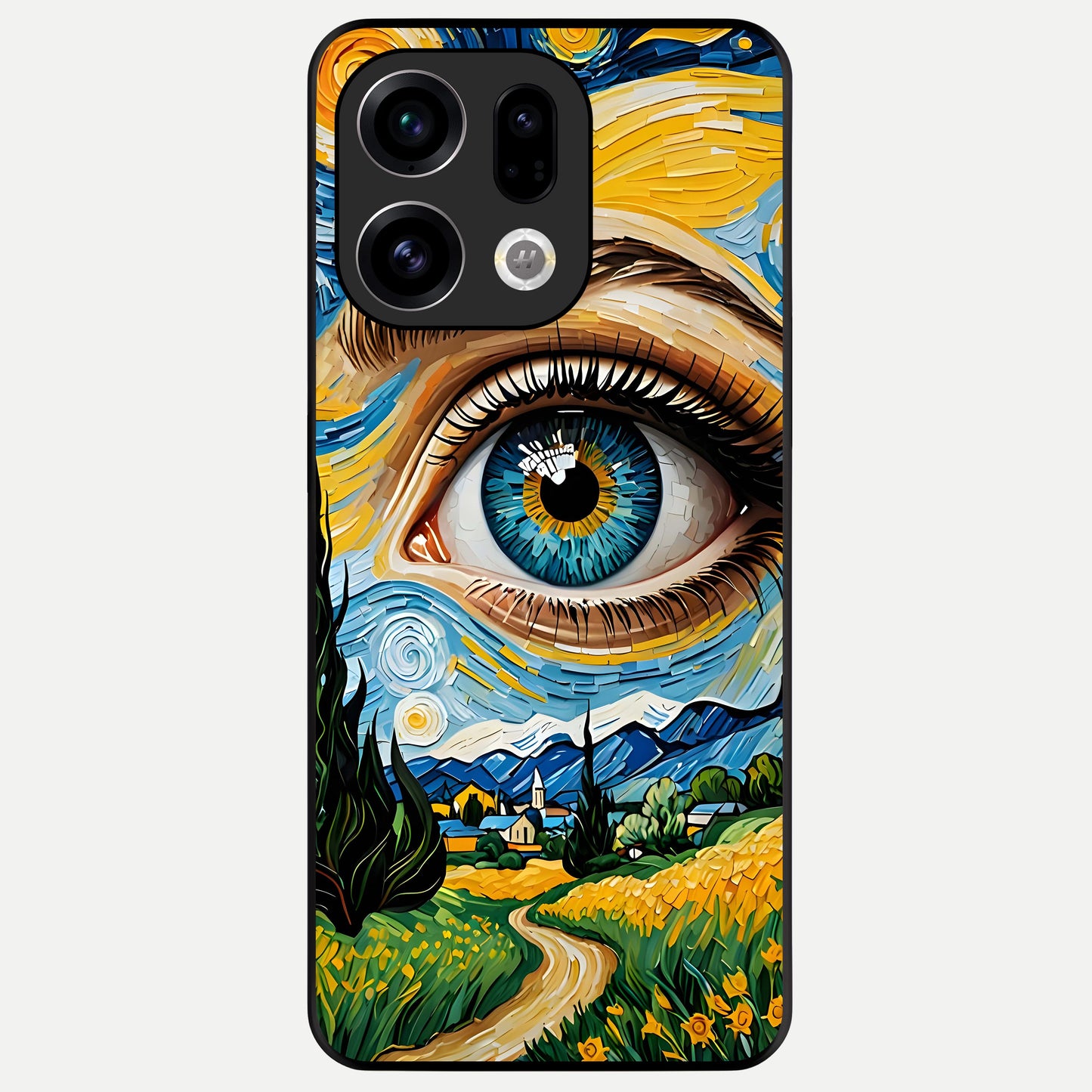 Van Gogh Eye Glass Case For Oppo Find X9 back cover – full design glossy printed glass finish