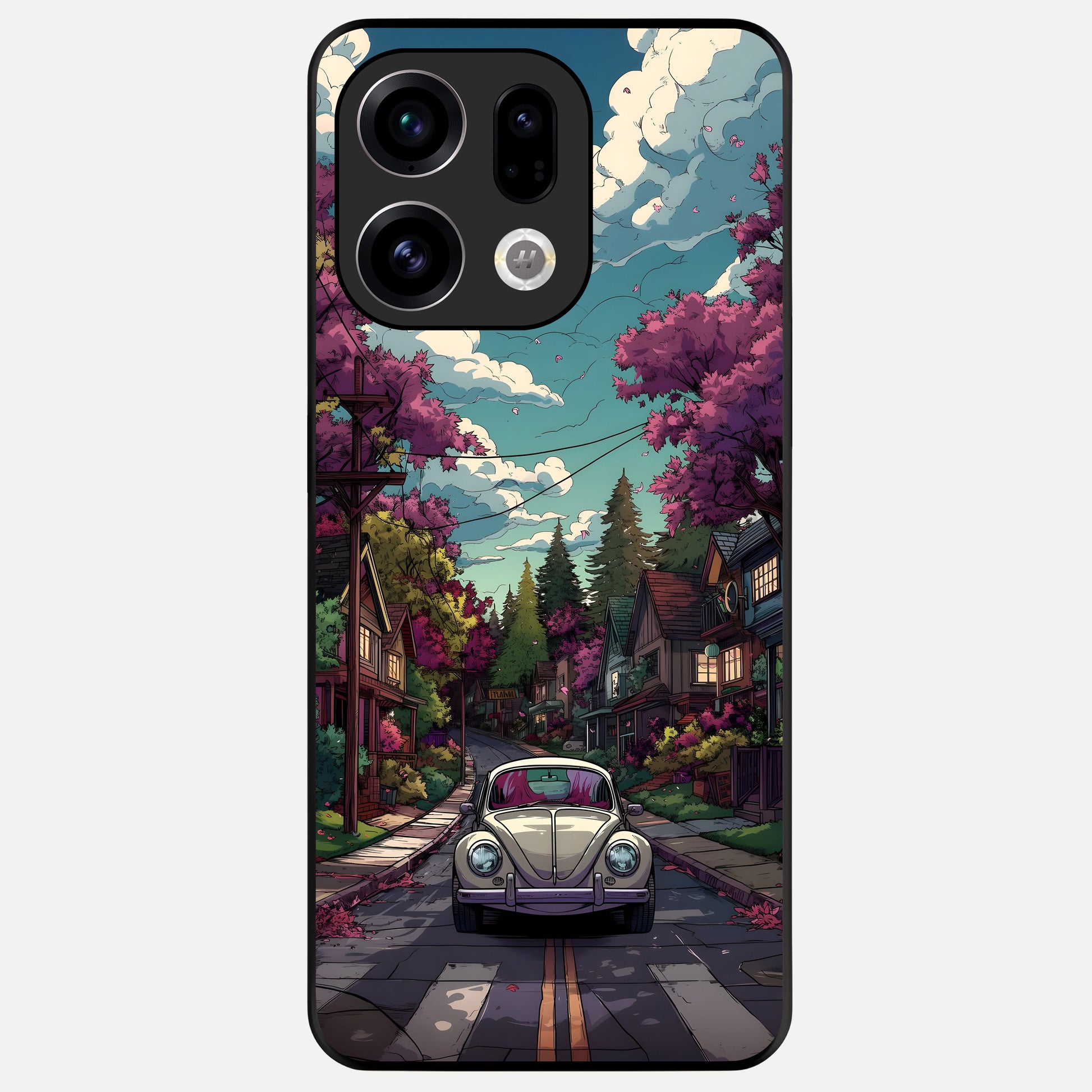  Vintage Street Drive Glass Case For Oppo Find X9 back cover – full design glossy printed glass finish