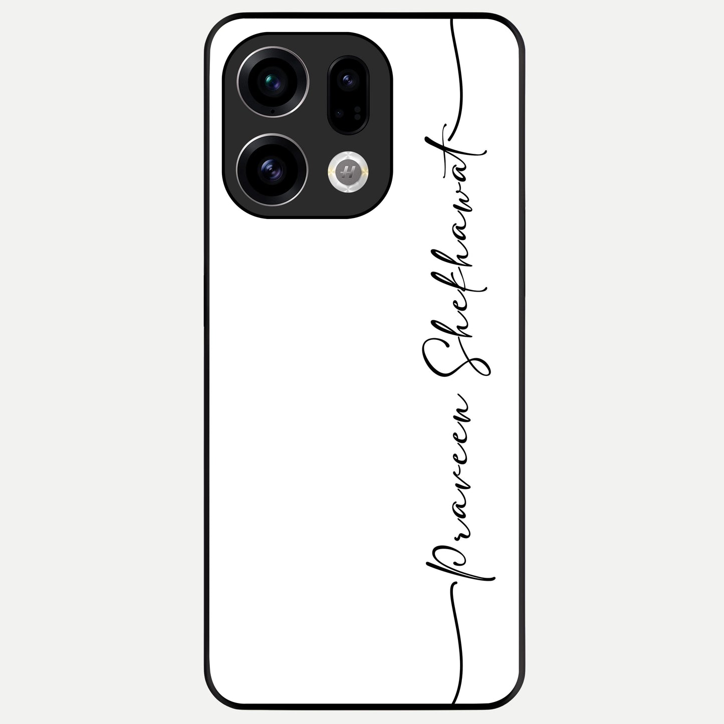  White Tune Custom Name Glass Case For Oppo Find X9 back cover – personalized glossy printed glass finish