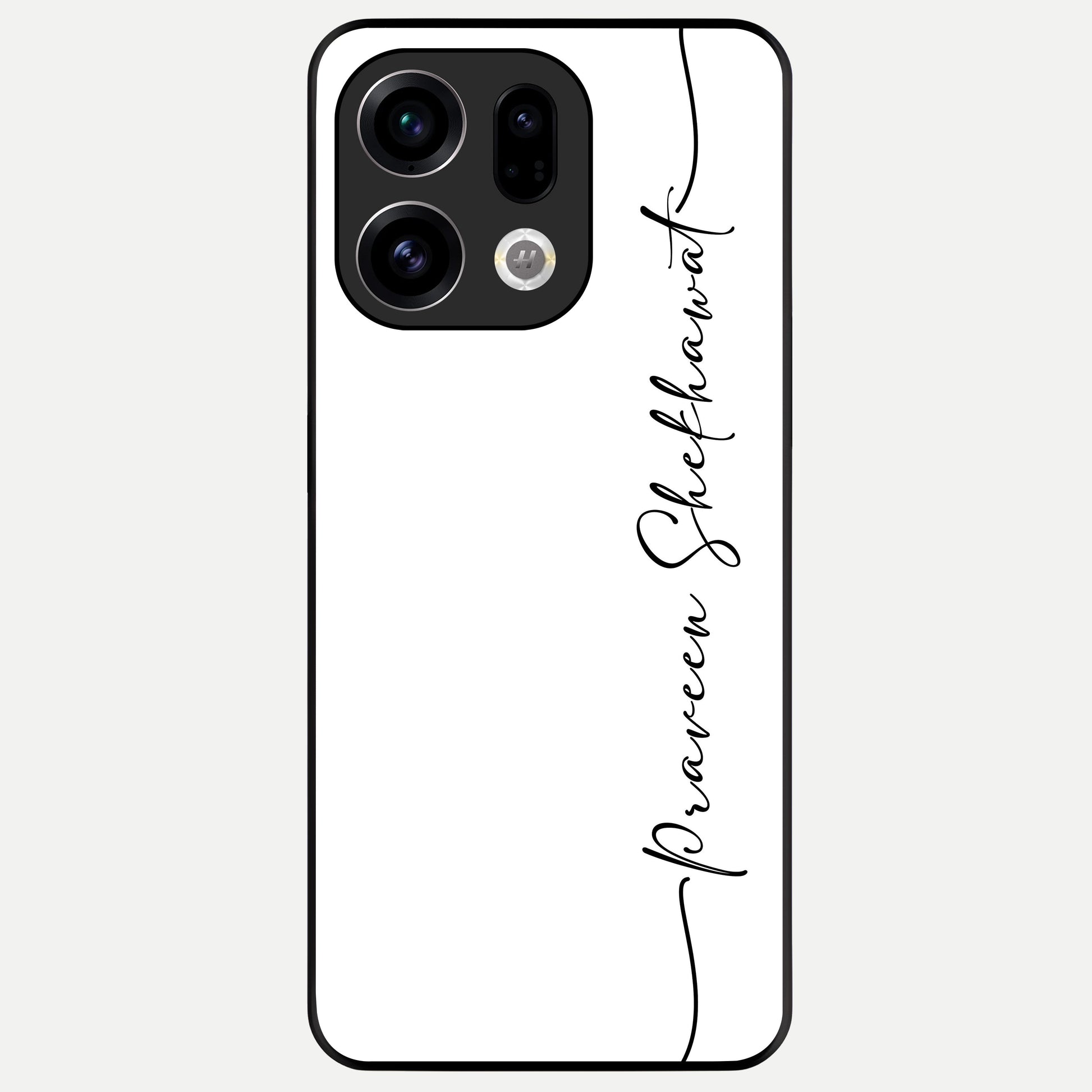  White Tune Custom Name Glass Case For Oppo Find X9 back cover – personalized glossy printed glass finish