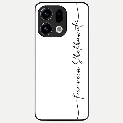  White Tune Custom Name Glass Case For Oppo Find X9 back cover – personalized glossy printed glass finish