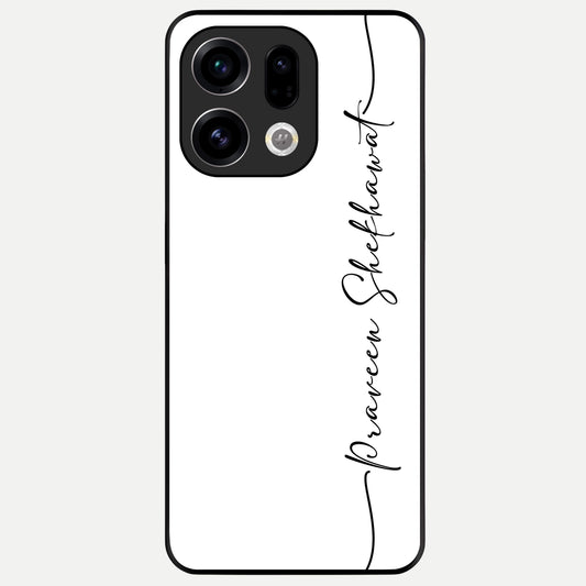  White Tune Custom Name Glass Case For Oppo Find X9 back cover – personalized glossy printed glass finish