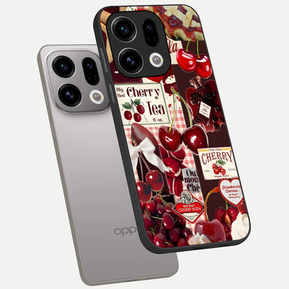  Aesthetic Cherry Tea phone case For Oppo Find X9 showing premium glass back cover with detailed artwork