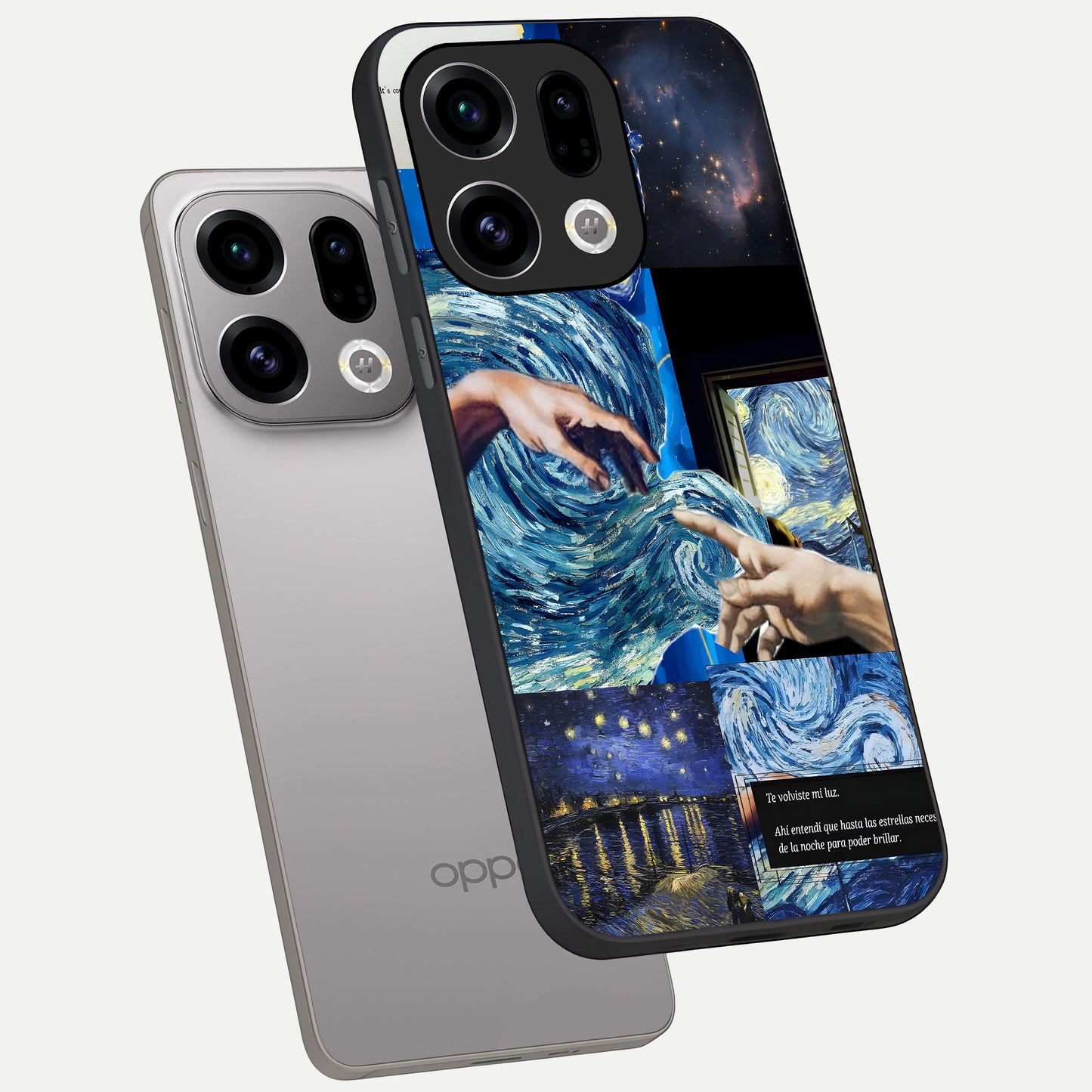  Aesthetic Vando Hands phone case For Oppo Find X9 showing premium glass back cover with detailed artwork