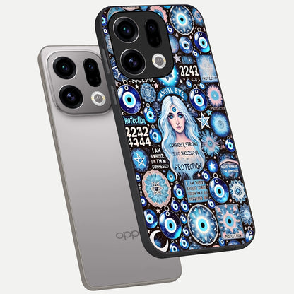  Angel Aura Shield phone case For Oppo Find X9 showing premium glass back cover with detailed artwork