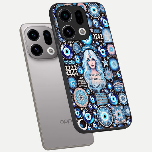  Angel Aura Shield phone case For Oppo Find X9 showing premium glass back cover with detailed artwork