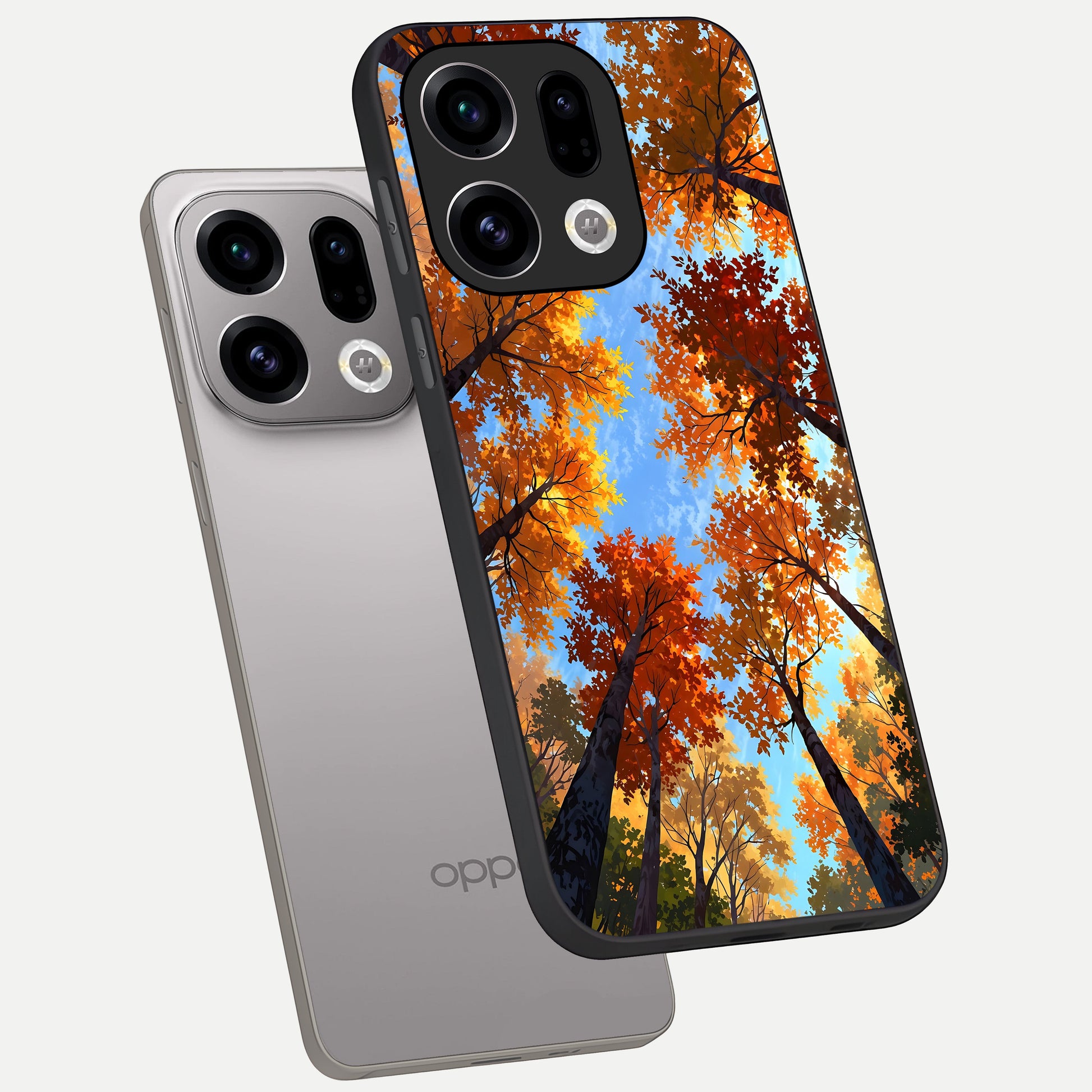 Autumn Sky Rise phone case For Oppo Find X9 showing premium glass back cover with detailed artwork
