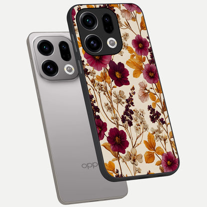  Autumn Wine Bloom phone case For Oppo Find X9 showing premium glass back cover with detailed artwork