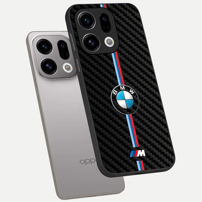  BMW Pattern phone case For Oppo Find X9 showing premium glass back cover with detailed artwork