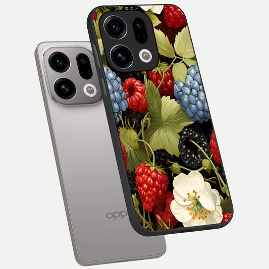 Berry Bloom Charm phone case For Oppo Find X9 showing premium glass back cover with detailed artwork