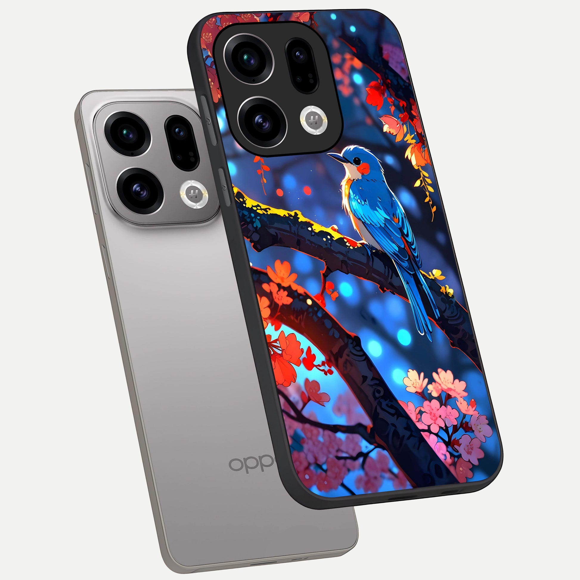  Blooming Water Drift phone case For Oppo Find X9 showing premium glass back cover with detailed artwork