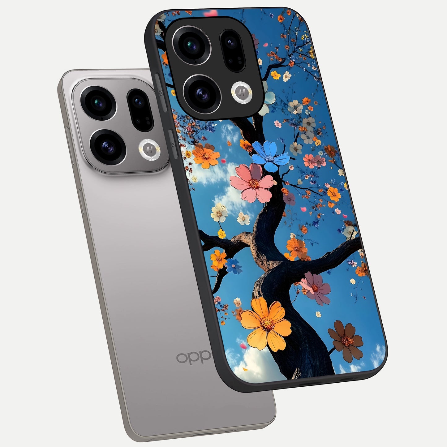  Blossom Dream Sky phone case For Oppo Find X9 showing premium glass back cover with detailed artwork