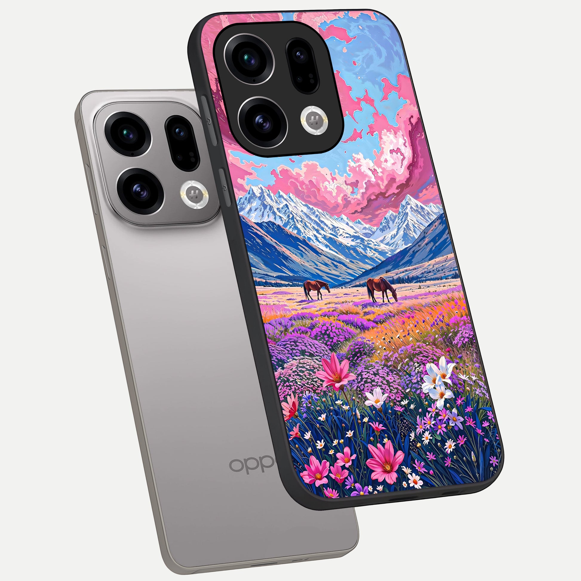  Blossom Valley Dream phone case For Oppo Find X9 showing premium glass back cover with detailed artwork