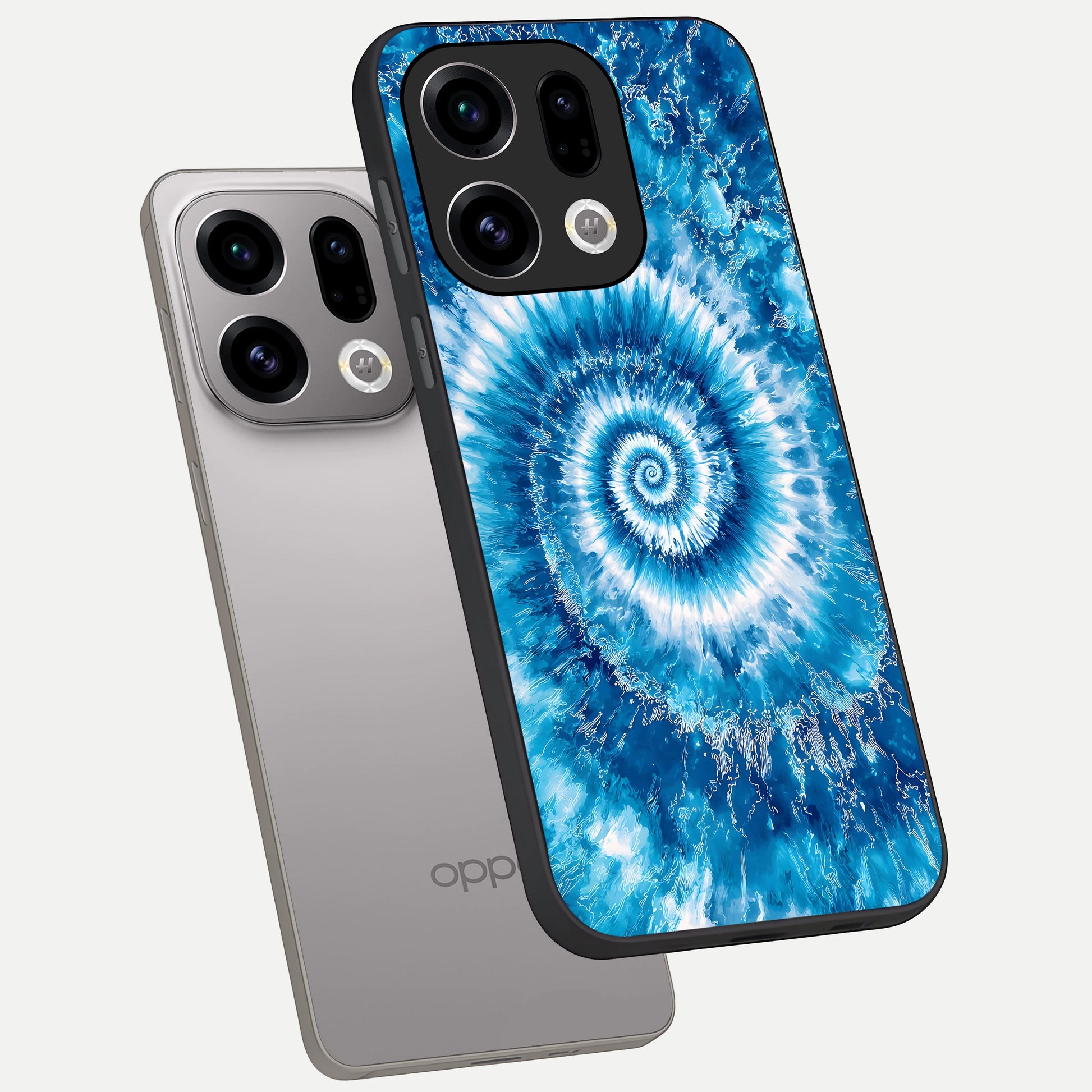  Blue Galaxy Wave phone case For Oppo Find X9 showing premium glass back cover with detailed artwork