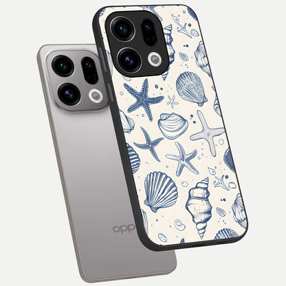  Blue Ocean Outline phone case For Oppo Find X9 showing premium glass back cover with detailed artwork