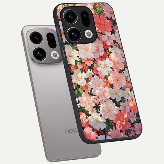  Blush Bloom Field phone case For Oppo Find X9 showing premium glass back cover with detailed artwork