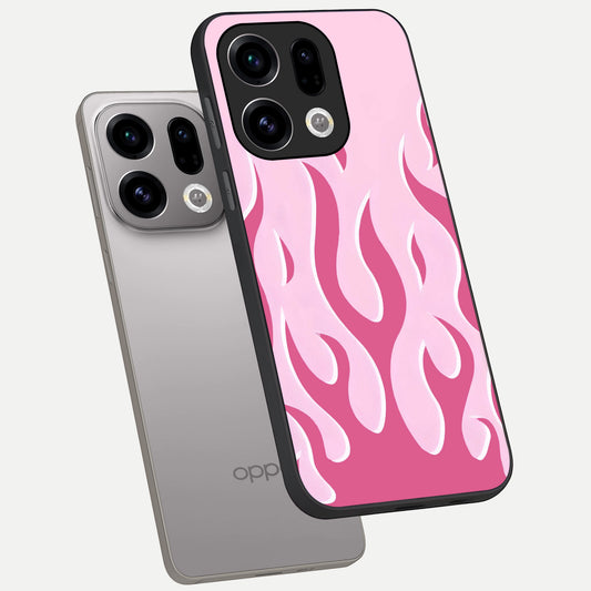  Blush Flame Energy phone case For Oppo Find X9 showing premium glass back cover with detailed artwork